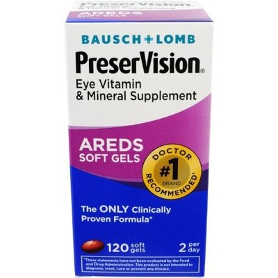 Bausch & Lomb AREDS Soft Gels Preservision Eye Vitamin & Mineral 120 ct 3 Pack