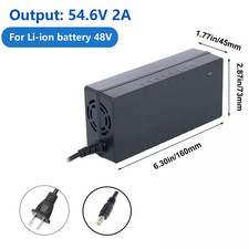 54.6V 2A Power Battery Charger DC 5.5 2.1mm Power Adapter 48V Lithium Battery US