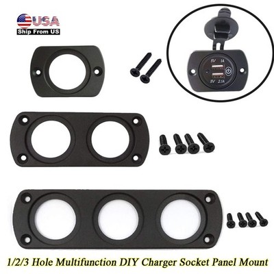 Car USB Charger Socket Switch Voltmeter Panel Cigarette Lighter Adapter Mount