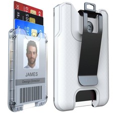 LIUGX Badge Holder, ID Card Holder with Metal Clip - Durable Polycarbonate