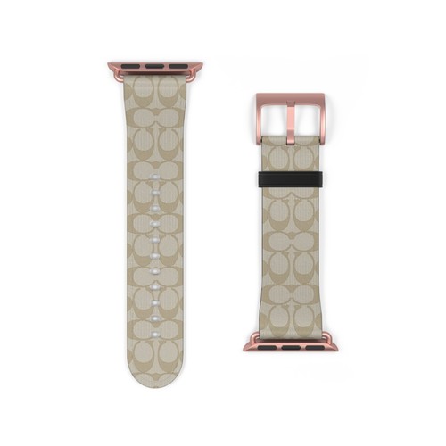 Bracelet de montre Coach Apple Watch en simili cuir, bracelet, ceinture, Marmoleado, Pink Coach - Photo 4 sur 18