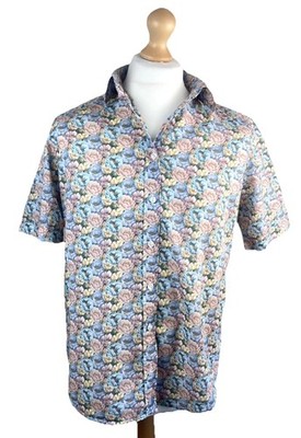 James Meade Blouse Liberty Tana Cotton Floral Multicoloured Short Sleeve Size 16
