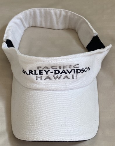 PACIFIC HARLEY DAVIDSON HAWAII White Visor Golf Hat Cap
