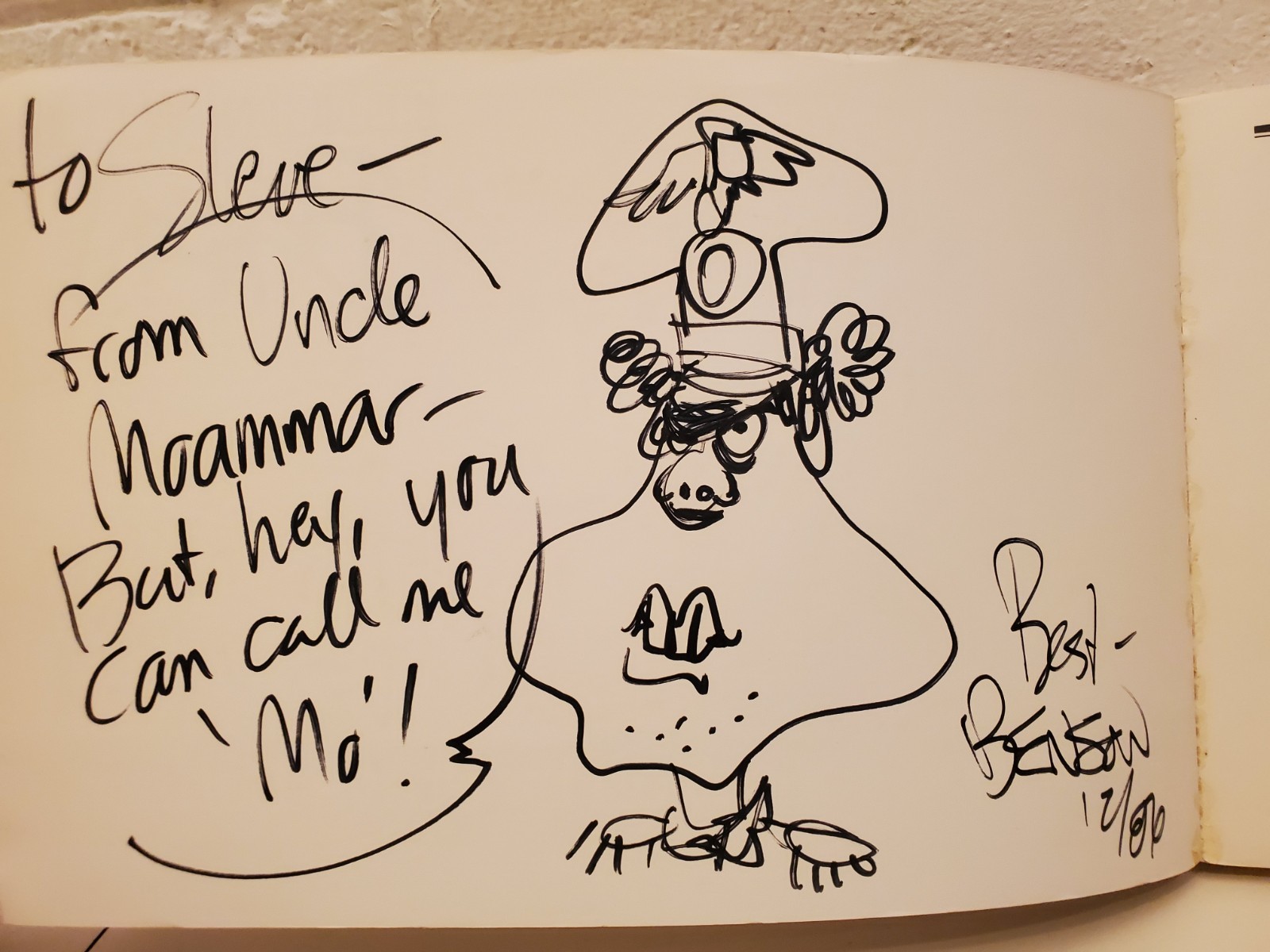 STEVEN BENSON SIGNED DRAWING BOOK 1986 GADDAFI POLITICAL EDITORIAL CARTOONS 80s