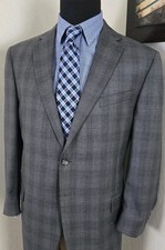 Joseph Feiss 42S Plaid Blazer Sport Coat Men Gray Casual Jacket ALTERED SLEEVES