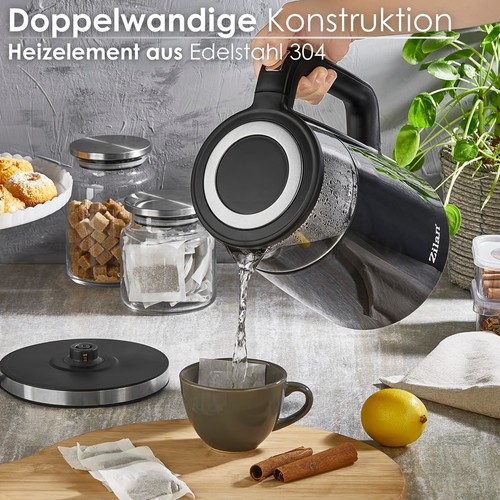 Glas Wasserkocher mit Temperatureinstellung (40°C-100°C) 1,7 Liter 2200 Watt - Bild 4 von 7