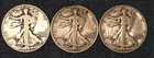 Walking Liberty Half Dollar, lot of three  1942 S  silver coins