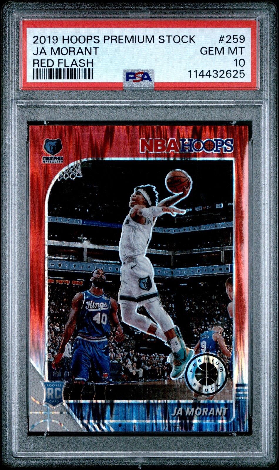2019 Panini NBA Hoops Premium Stock - Ja Morant #259 Red Flash Prizm (RC) PSA 10