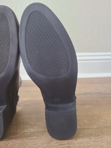 Steve Madden Chelsea Ankle Boots Black Leather Block Heel Size 9 M Pull On Goth - Picture 13 of 14