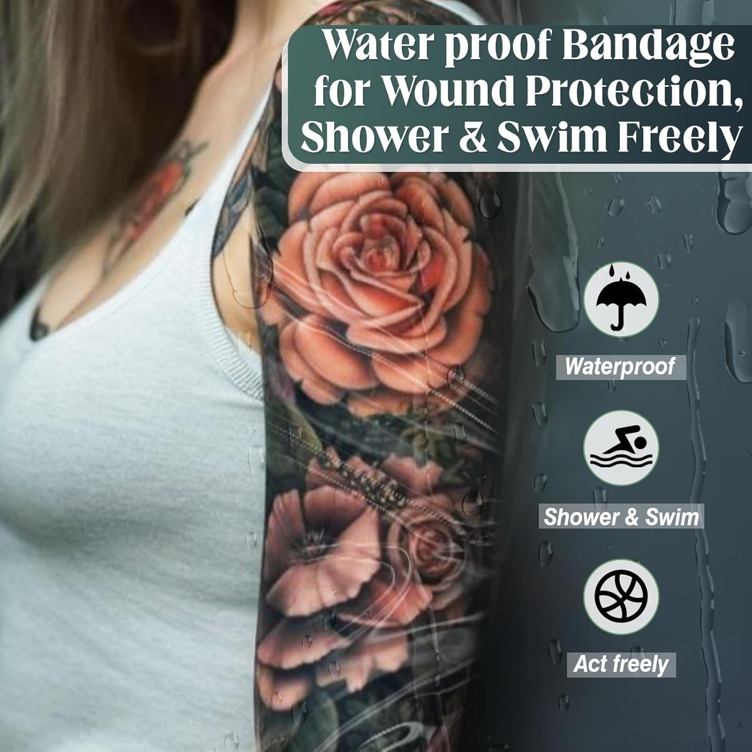 Tattoo Aftercare Bandage 6 in x 240 in（8in x 30p）, 6 x 8 Inch (Pack of 30) 