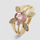 24K Gold 925 Sterling Silver Rings RARE Butterfly Pastel Pink Tourmaline 0.95Ct
