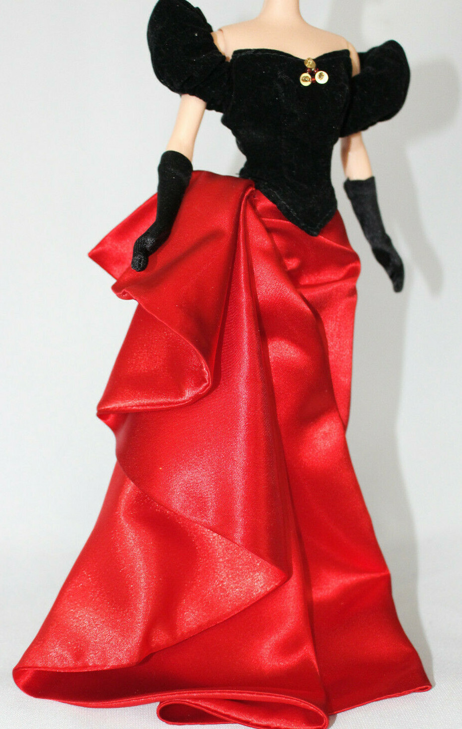 Red Black satin Barbie Sweetheart Neckline dress formal Ball
