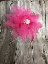 Girls Headband Flower Printed Bow Shape Pink Rhinestone