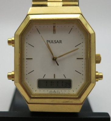 Pulsar Gold-Tone Analog + Digital Watch - V072-5094 / V072-5080