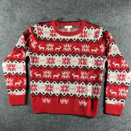 GirlsCharter Club  Reindeer/Snow Flake Christmas Long Sleeve Knit Sweater XL - Afbeelding 1 van 5