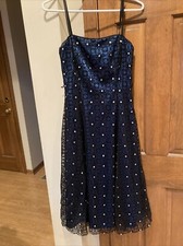 Adrianna Papell Midnight Blue Art Deco Blouson Beaded Gown Size 4