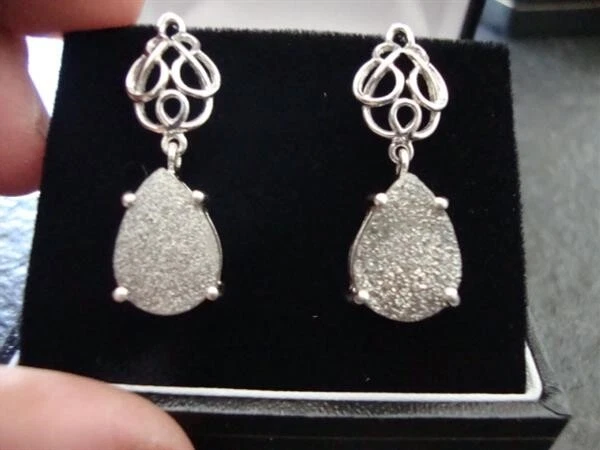 Orecchini in Argento con Quarzo Glitter Platinum. - Immagine 2 di 2