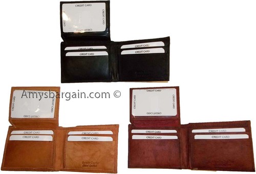 New style leather man's wallets 2 suede lined billfolds Credit card ID holder - Picture 6 of 24
