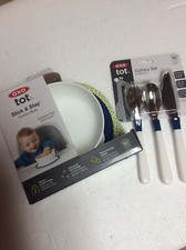 OXO Tot Cutlery Set And Suction Bowl Navy Color Brand New