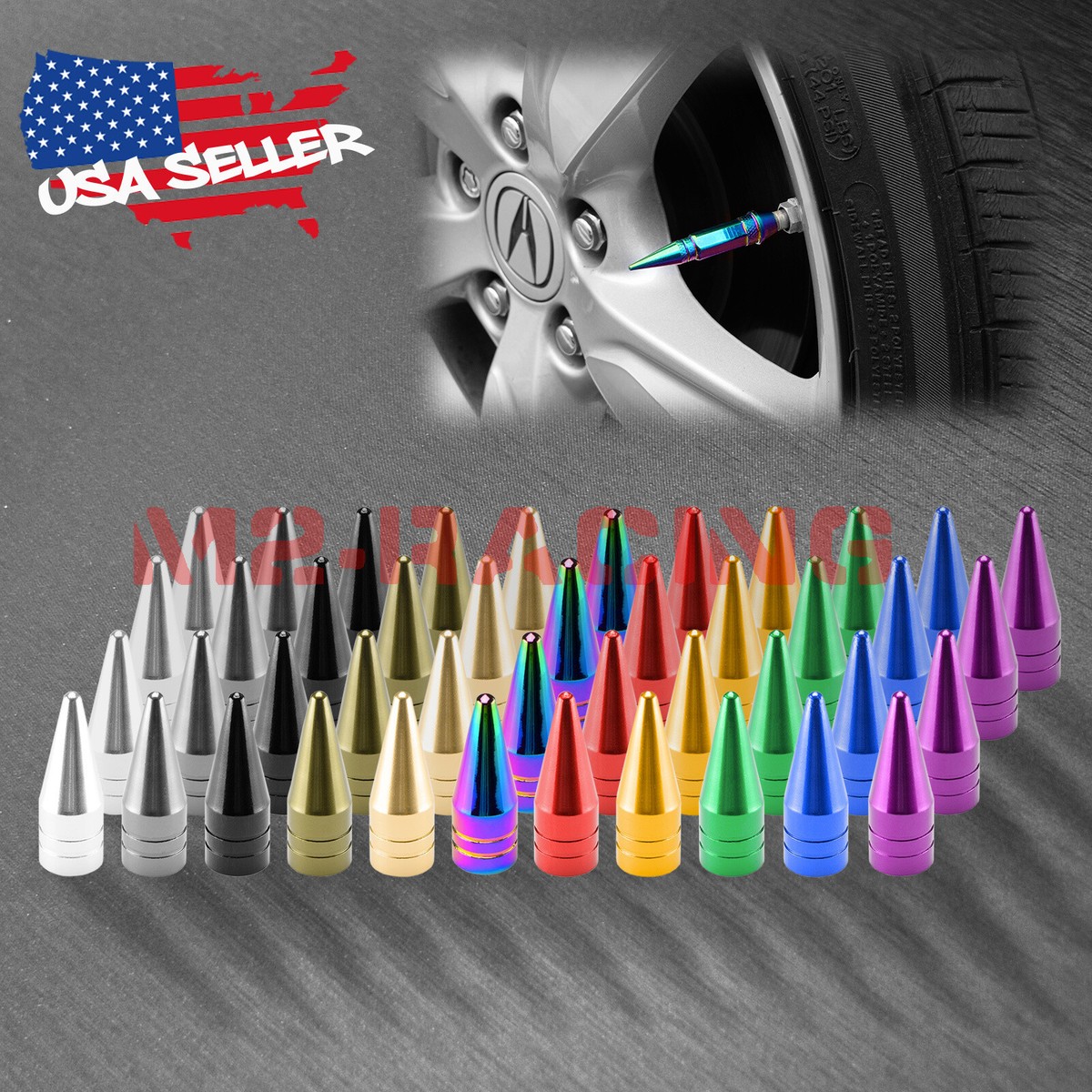 4pcs Bronze Long Spike Valve Stem Caps – Metal Thread Set For Tires TVC29