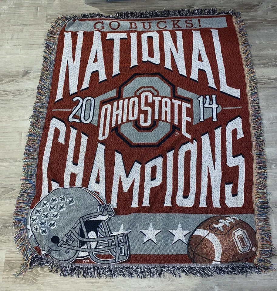 2014 Ohio State Buckeyes NCAA Football National Champion Throw Blanket SKU 14 - Image 2 of 4