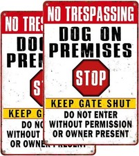 Beware Of Dog Signs For Fence No Trespassing On 8x12 inches, yellow