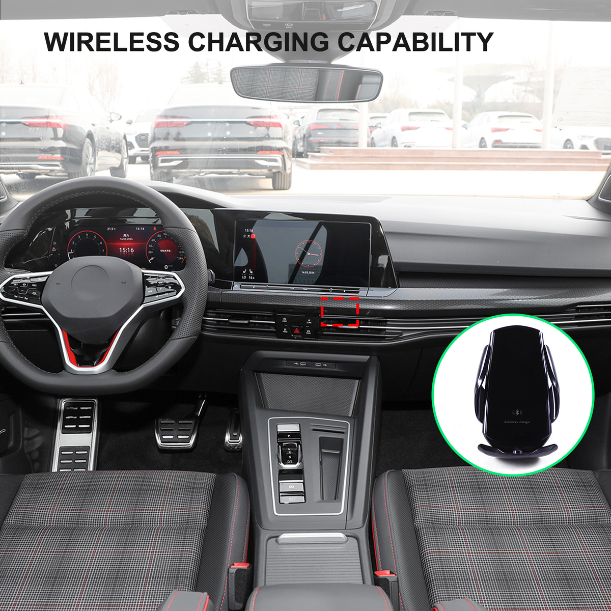 Fits For Volkswagen Golf 2020-2024 Wireless Charging Mobile