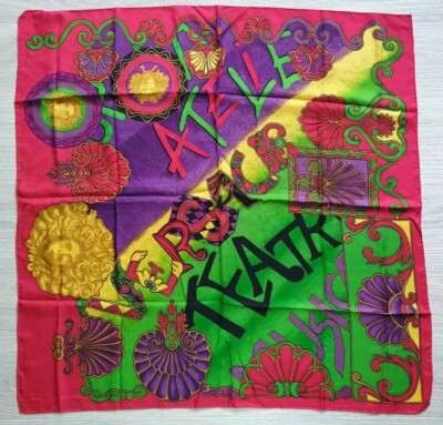 Vintage Authentic Gianni Versace Atelier Teatro Silk Scarf Medusa Mask  Music