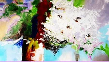 15" in Oil Painting Floral ORIGINAL Art Flower Violet Textured Impasto Signed