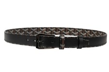 Goyard Mens Fregate Belt Size 95 332 32 33 Black Goyardine Canvas Leather 5 Hole
