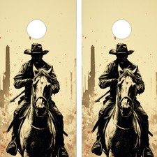 FADEPROOF Cornhole Board Wraps Laminated / Cowboy Horse Riding