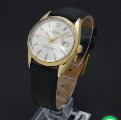 Rolex Date 1550 Black Two-Piece Strap with Gold Bezel