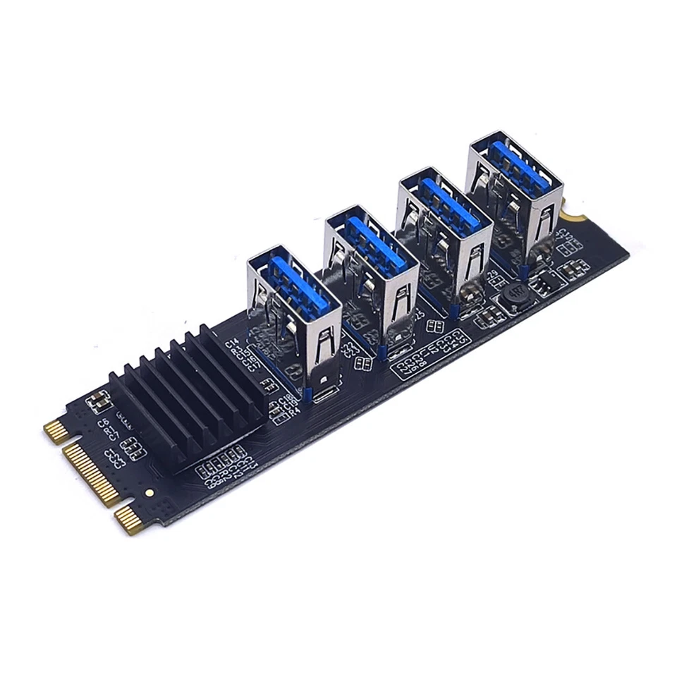 M.2 NVME KEY-M to 4-port PCI-E adapter slot one for four USB3.0 expansion card - Image 2 of 4