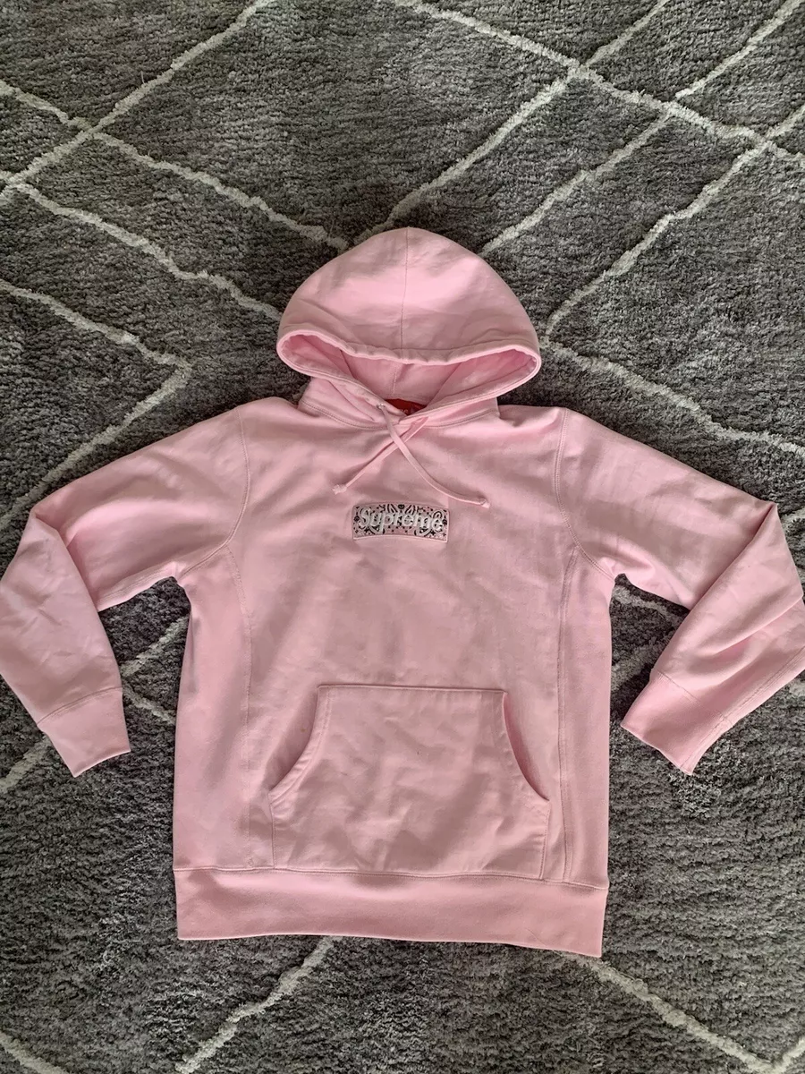 Supreme Bandana Box Logo Hooded Sweatshirt Pink (L) Large