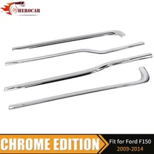 🌟 For 2009-2014 Ford F150 4Dr Crew Cab Chrome Window Sill Trims COVERS OVERLAYS