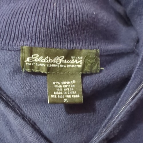 Eddie Bauer Sweater Mens XL Quarter Zip Supima Cotton Nylon Stretch Blend - Picture 3 of 5