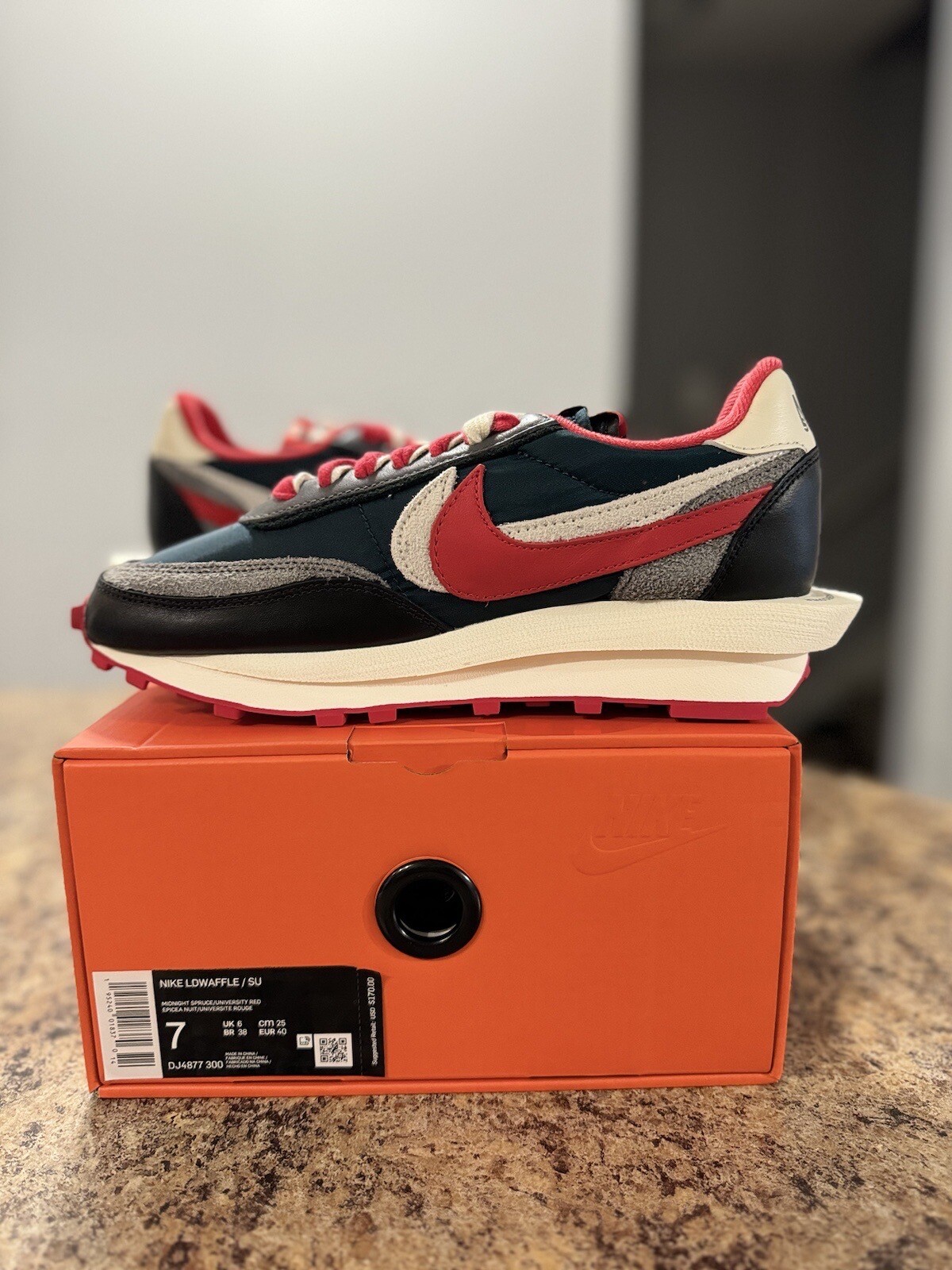 SACAI X NIKE Nike sacai x Undercover x LDWaffle rosso abete rosso mezzanotte DJ4877 300 taglia 7M