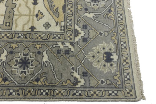 Hand-Knotted Muted Floral Oushak Wool Oriental Rug Large Square Carpet 8X8 ft - Picture 12 of 19
