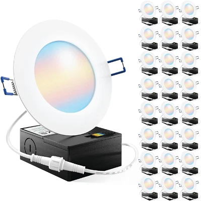 Sunco 24 Pack 4 Inch LED Recessed Lights, Canless Ceiling Light Slim, 650 LM, 10