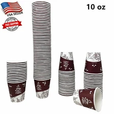 100 Pack 10oz Quality Disposable Paper for Hot Coffee & Tea, Cups - USA SELLER