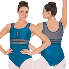 Peacock Blue Mesh Tank Leotard EUROTARD Dance Ladies Small Adult 59899 NWT