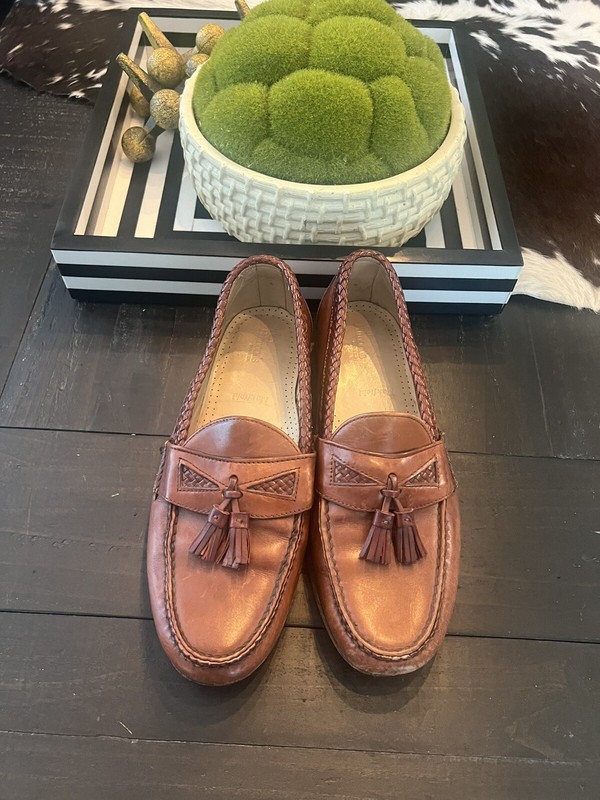 ALLEN EDMONDS MAXFIELD SLIP ON Brown Leather Tassel LOAFERS  SHOES MEN SZ 11.5