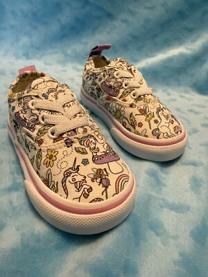 Vans Fairy Tale Unicorns Authentic Slip On Sneakers Toddler Girls Size 5 MINT