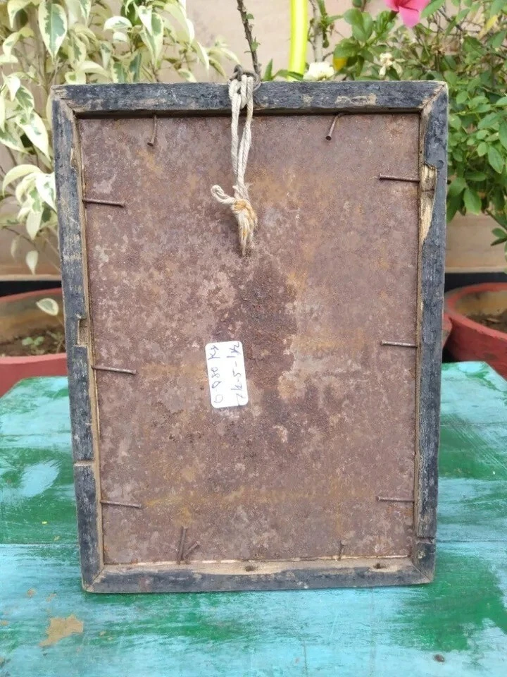 Fotografía antigua pintura impresión de santo hindú coleccionable decoración de pared enmarcada Foto 4 de 4