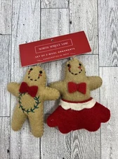 North Spruce Lane set of 2 wool ornaments gingerbread people