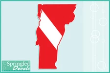 VERMONT Shaped DIVE Flag Vinyl Decal Car Truck Sticker SCUBA Diving Decal
