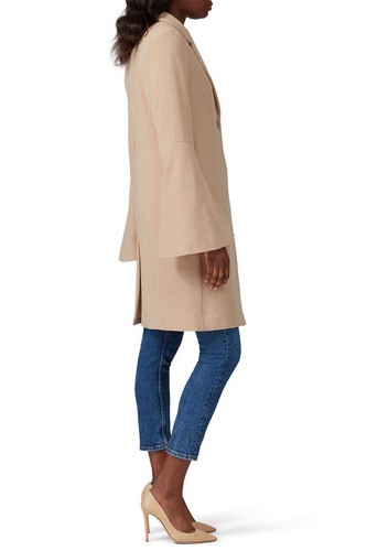 Derek Lam Camel Bell Sleeve Wool Long Coat Jacket Sz 44 Italian /US 8 Designer - Picture 9 of 15