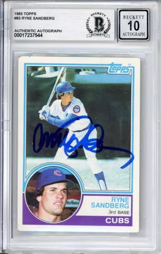 1983 TOPPS RYNE SANDBERG SIGNED HOF RC ROOKIE BAS BECKETT GEM MINT 10 AUTOGRAPH