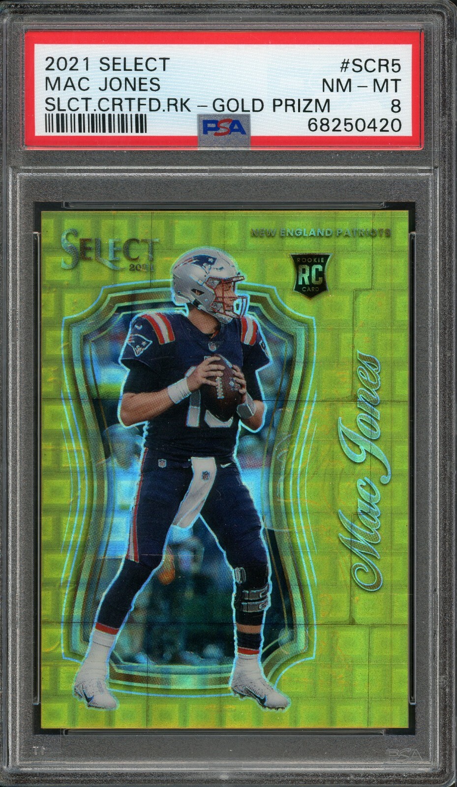 Mac Jones Panini Select Select Certified Rookies #SCR5 Gold Prizm