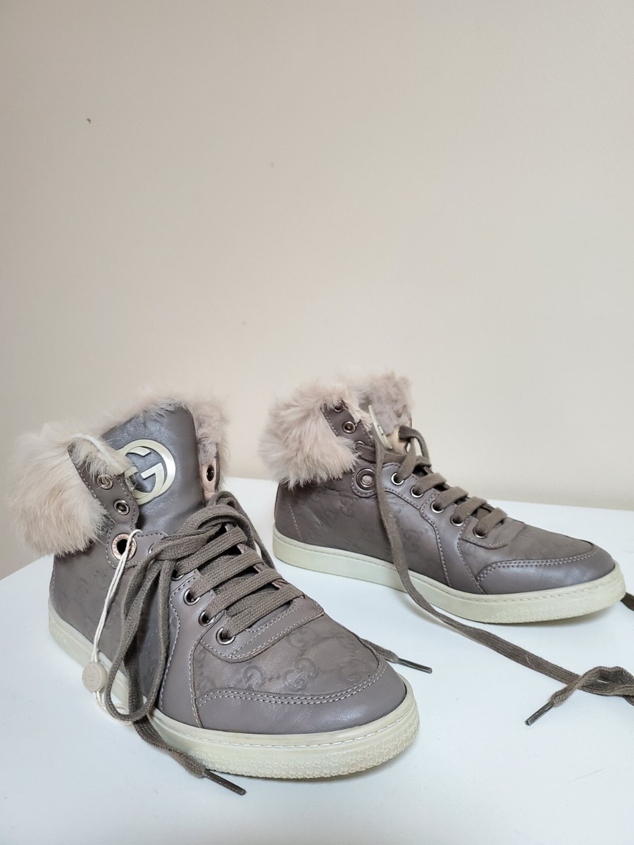 Gucci rabbit fur baskets trainers 37 7 grey guccissima Gucci rabbit fur baskets trainers 37 7 grey guccissima